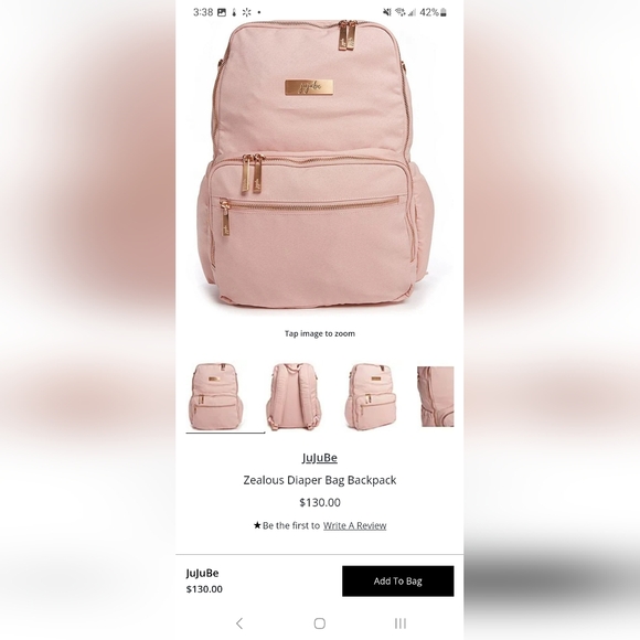 JuJuBe Large Zealous 3-Pocket Diaper Backpack - Pink Blush Chromatics - Picture 6 of 6